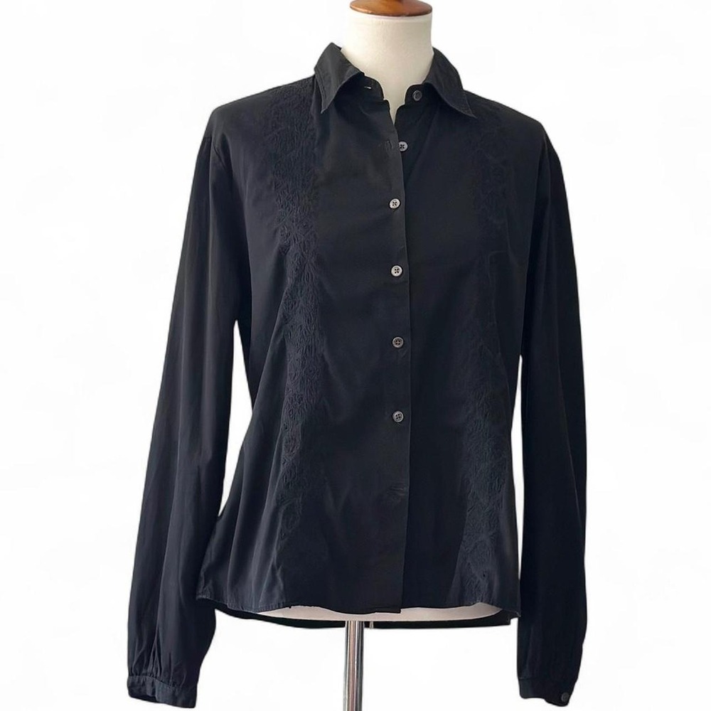 Faconnable black button down blouse